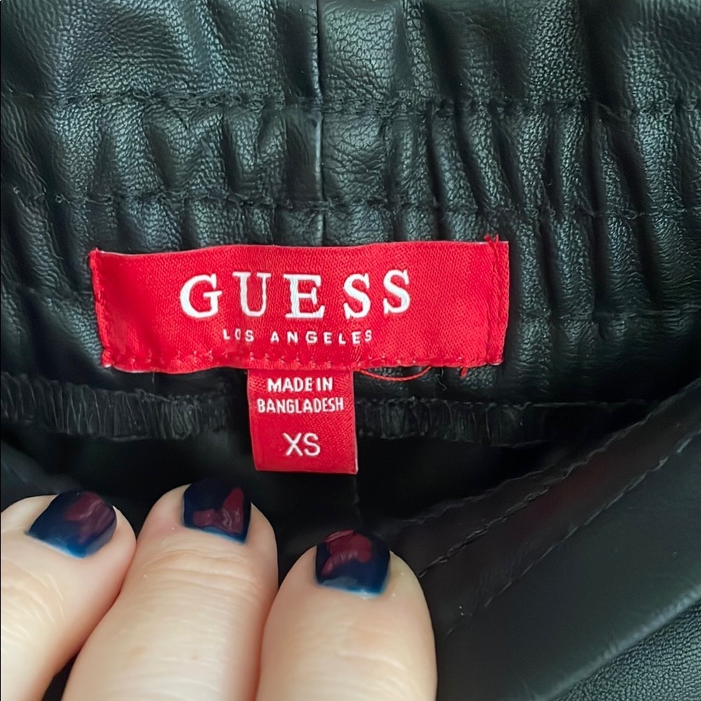 Guess NWOT Black Faux Leather Jogger Pants XS - Picture 5 of 9